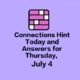 Connections Hint Today and Answers for Thursday, July 4