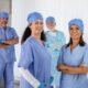 a group of nurses wearing Nursing Scrubs of v neck scrub top design